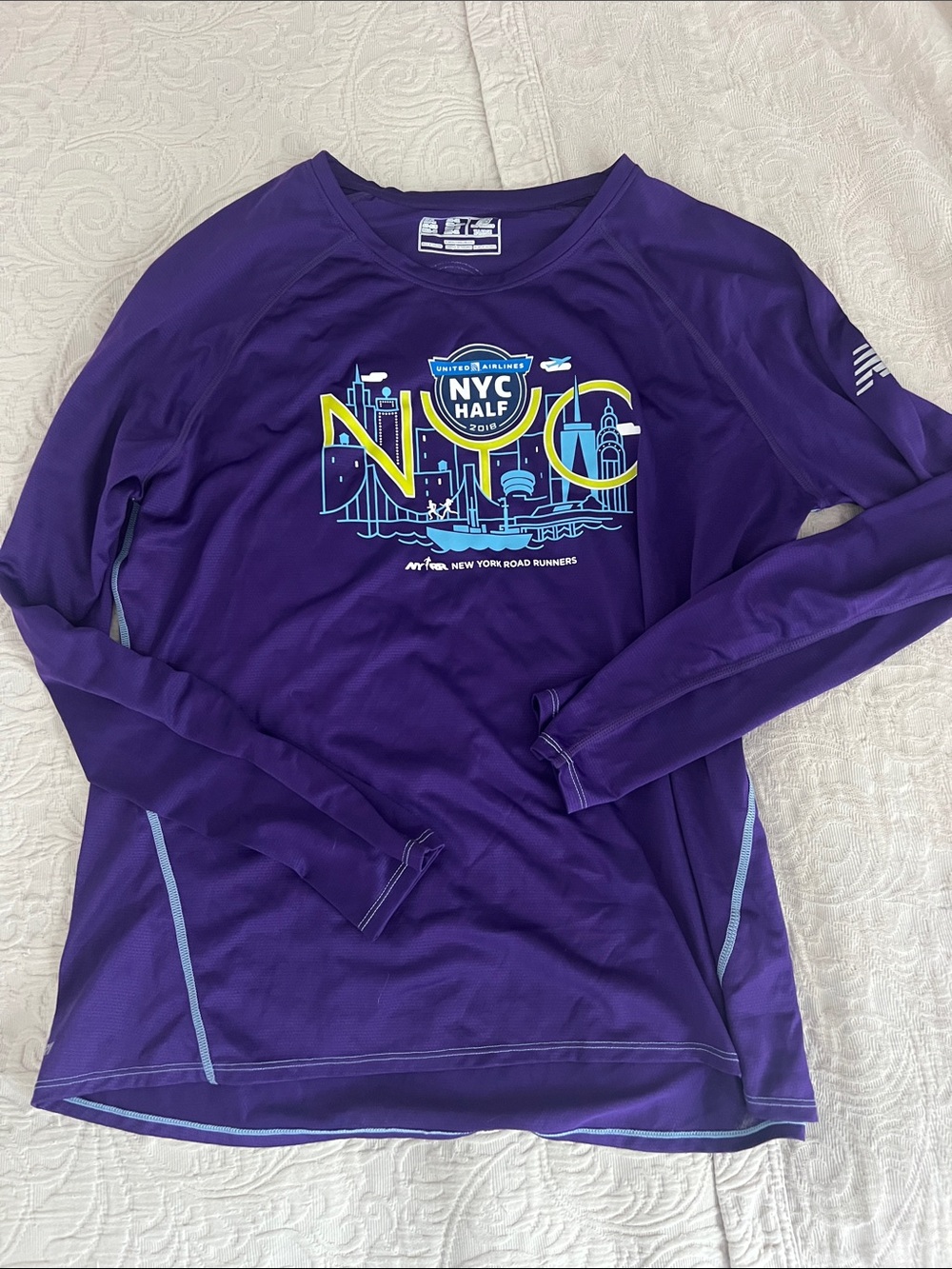 New Balance Purple Long Sleeve NYC Half Graphic Running Tee